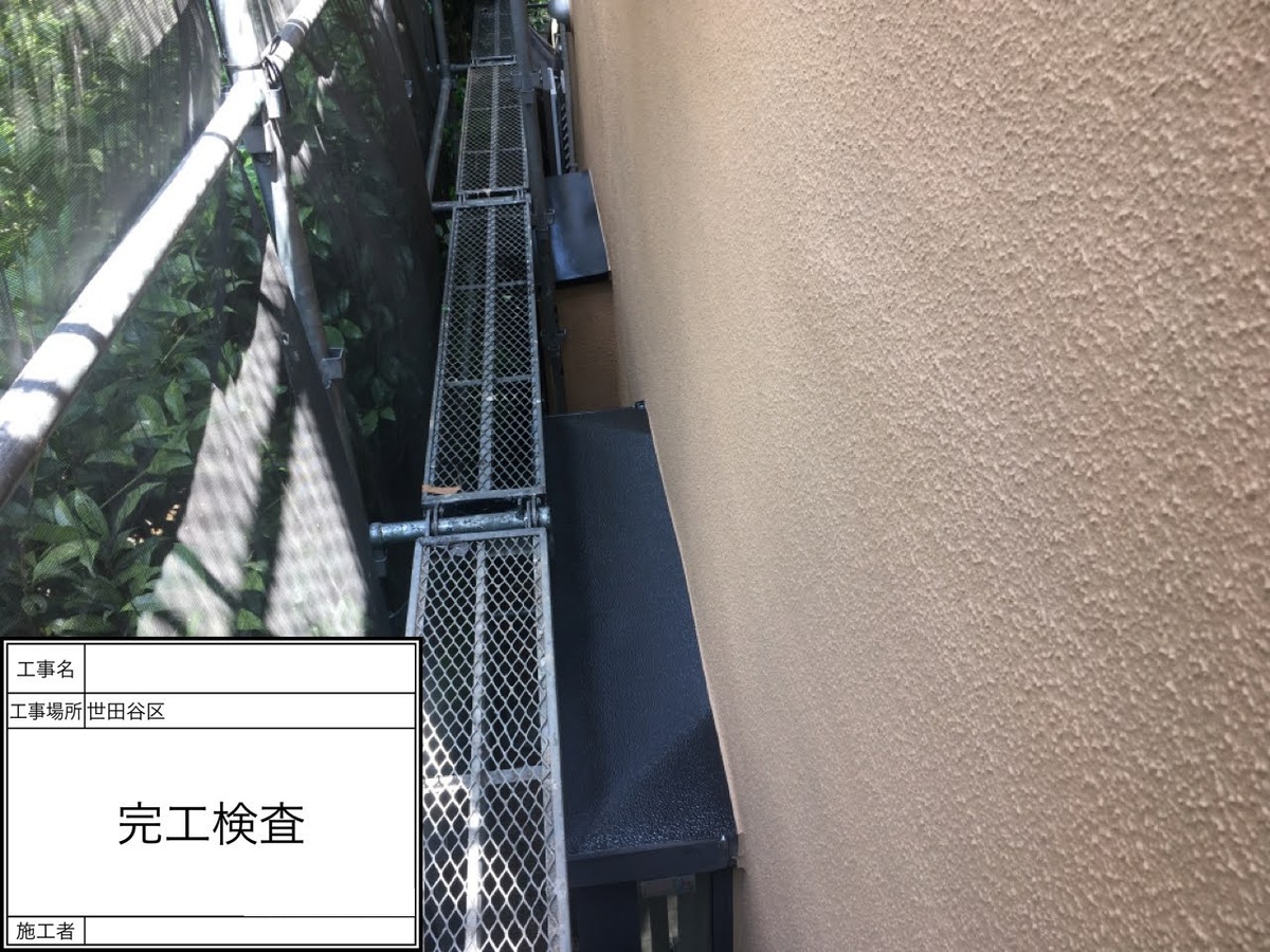 建物側面の外壁を完工確認