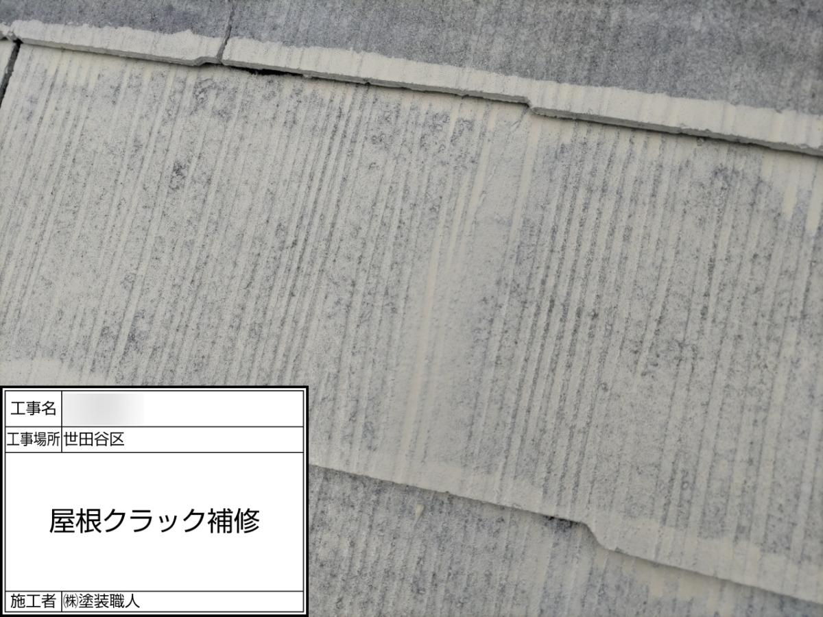 p25505-019 世田谷区の戸建て塗装工事:屋根のひび割れ補修