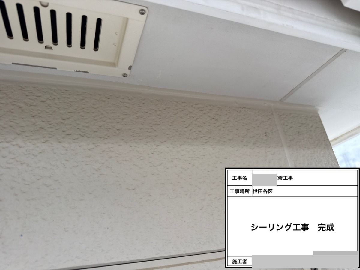setagaya-bettaku-29 軒天と外壁の取り合い部分のシーリング施工後