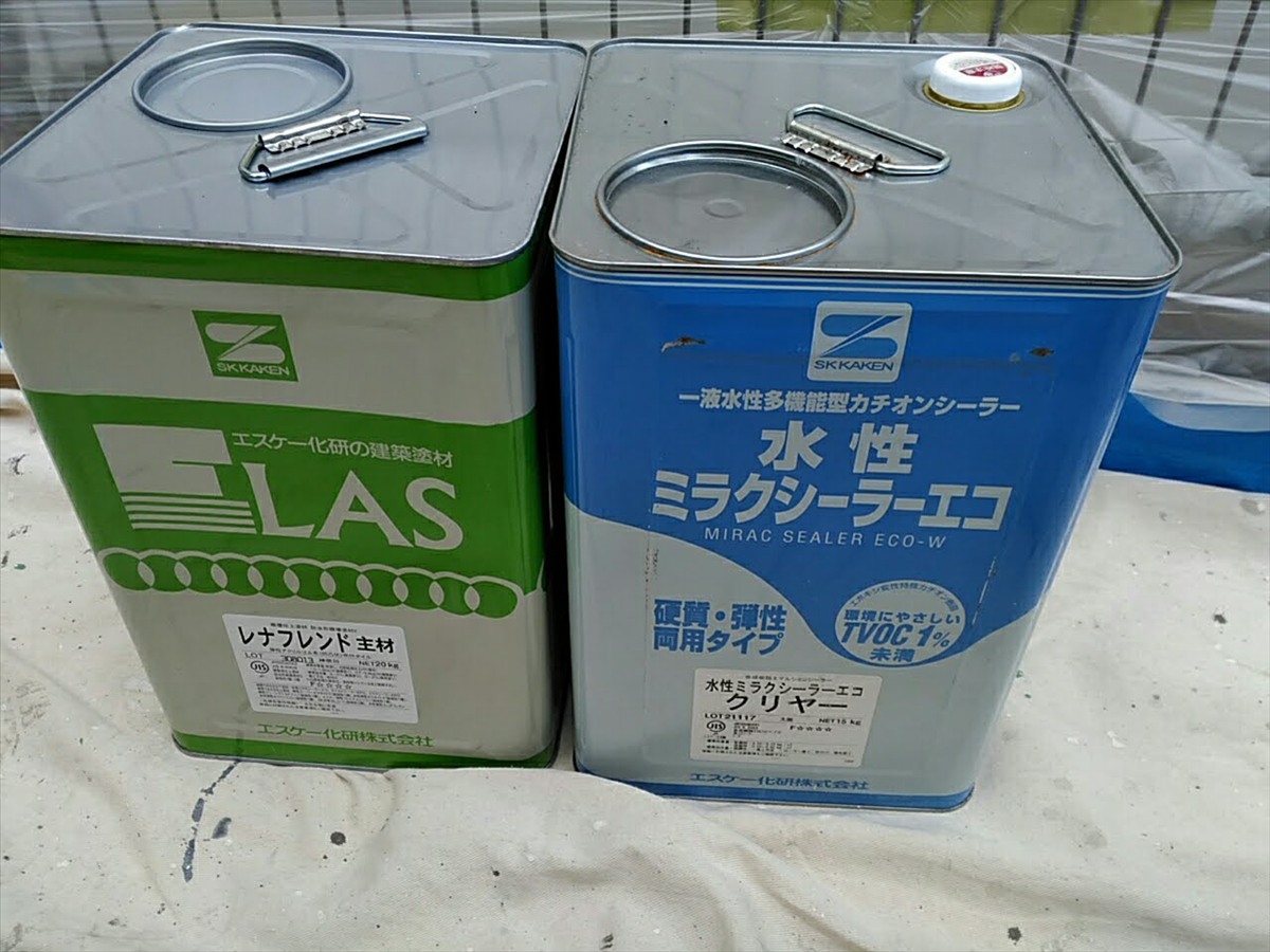 suginami-047 外壁に使用したレナフレンドと水性ミラクシーラーエコです。